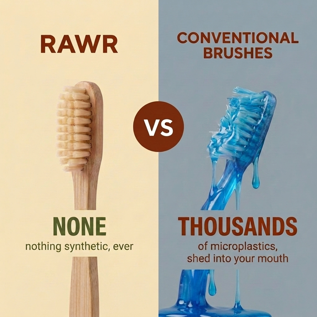 Boar or horse bristle toothbrush - 4 PACK